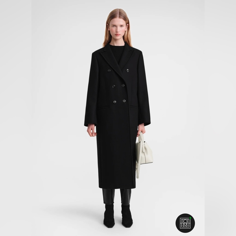 Toteme black wool tailored overcoat size 34